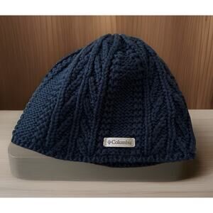 Columbia Women's Omni-Heat Slouch Beanie Black Fleece Lined Cable Knit Unisex OS